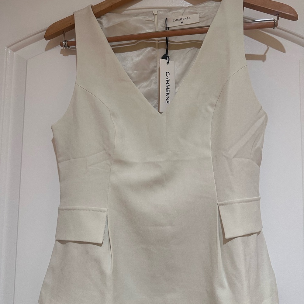 Commense Cream Sleeveless Tunic Top